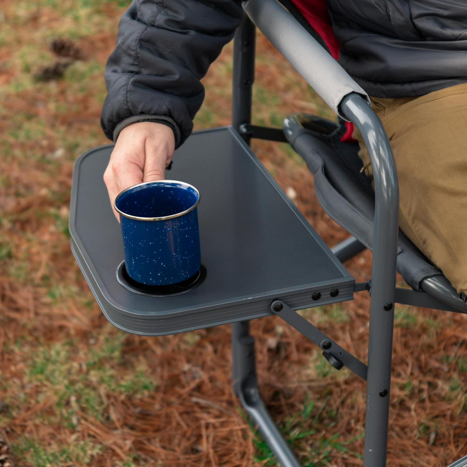 Timber Ridge Laurel Director Camping Chair， Red and Gray， Adult