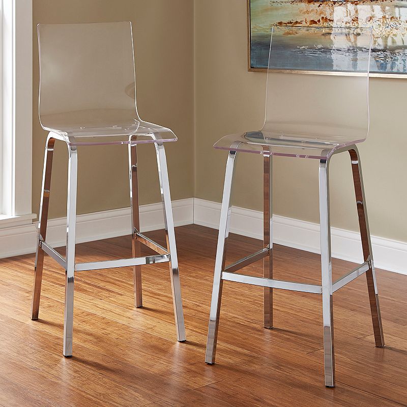 HomeVance Aralia Glam Chrome Bar Stool 2-piece Set