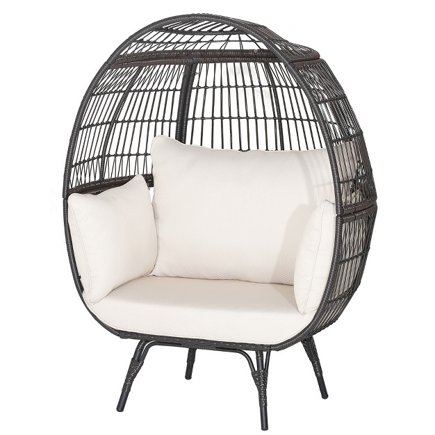 Costway Patio Oversized Rattan Wicker Egg Chair Lounge Basket 4 Cushion Indoor amp Outdoor