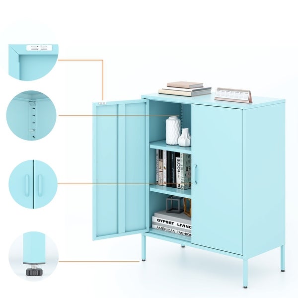 Metal Storage Locker Cabinet， Adjustable Shelves Free Standing Sideboard Steel Cabinets