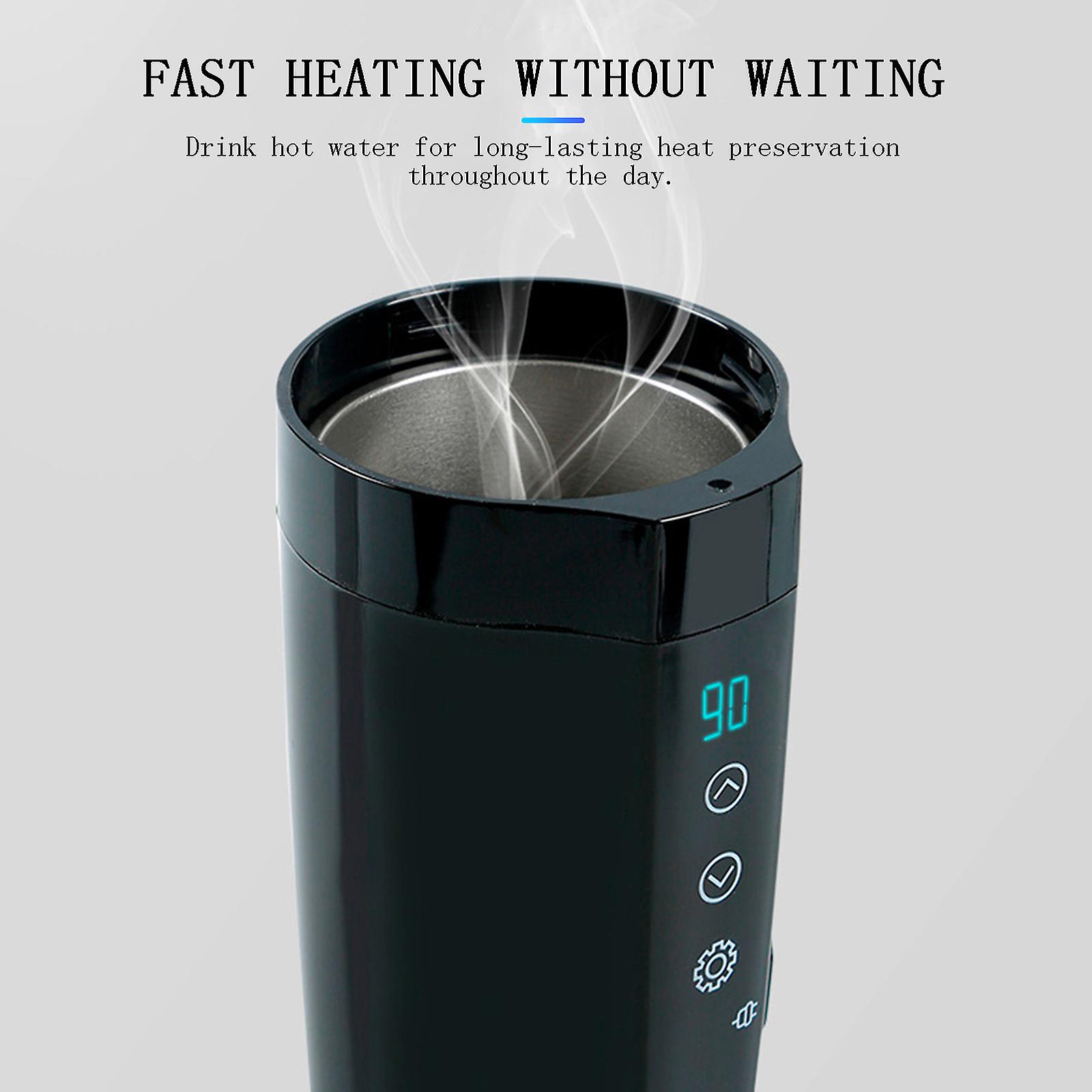 Car Intelligent Digital Display Insulation Cup For Hot Coffee Tea Milk Leak-proof Stainless Steel Electric Cup Black