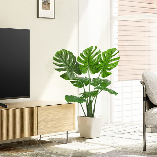 Trinity Artificial Monstera Deliciosa Plant 29inch Faux Monstera Tropical Palm Tree With Pot For Home Decor Indoor Living Room Office