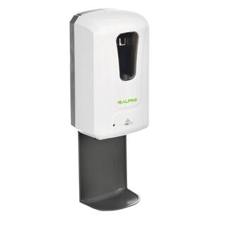 Alpine Industries 40 oz.. Automatic Soap and Gel Hand Sanitizer Dispenser in White with Drip Tray 430-L-T