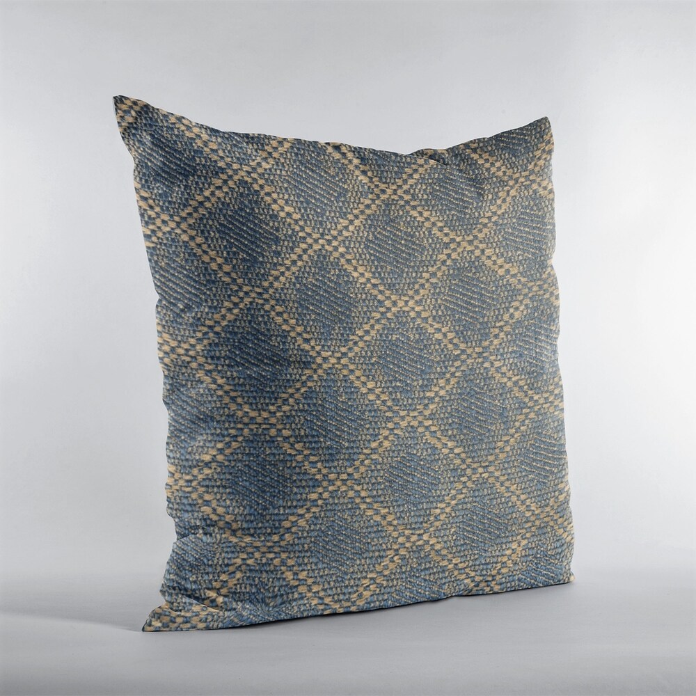 Plutus Blue Diamond Cut Diamond Luxury Throw Pillow