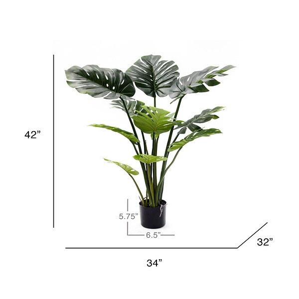 Artificial Split Leaf Philodendron Monstera Plant in Black Pot