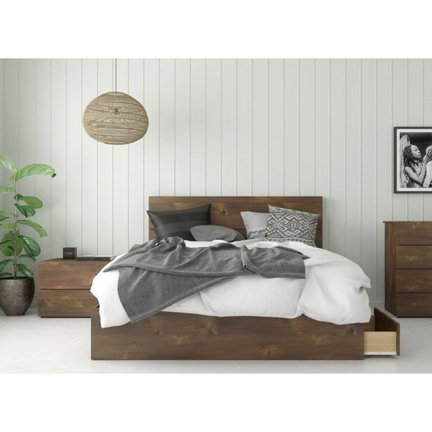 Queen 3pc Rubicon Platform Bed Set Truffle Nexera