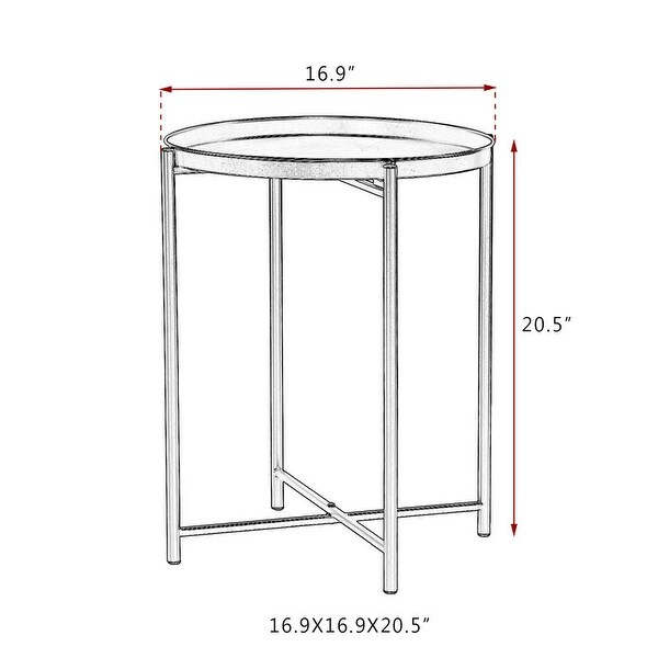 Adeco Gold End Table Metal Waterproof Snack Beside Table Accent Coffee Table - 16.9