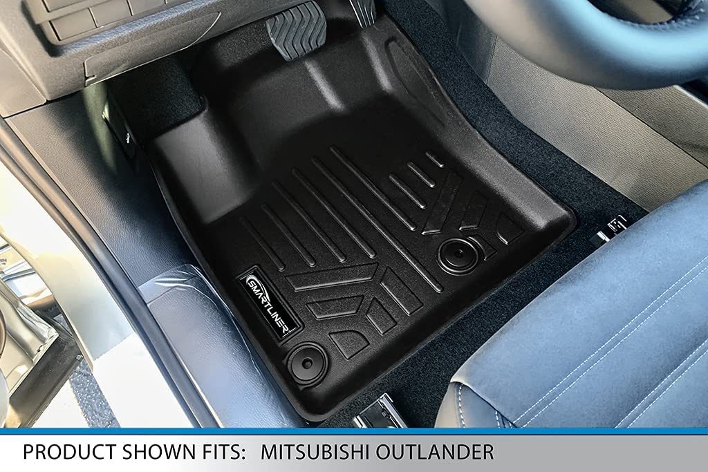 Smartliner SA0561-B0561 Custom Fit Floor Mats 2 Row Liner Set for 2022-2023 Mitsubishi Outlanderand#44; Black