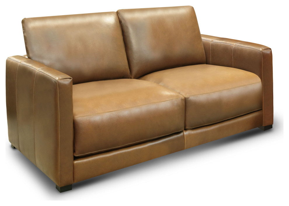 Raffa 100% Top Grain Leather Contemporary Loveseat Sofa   Contemporary   Loveseats   by Hello Sofa Home  Houzz