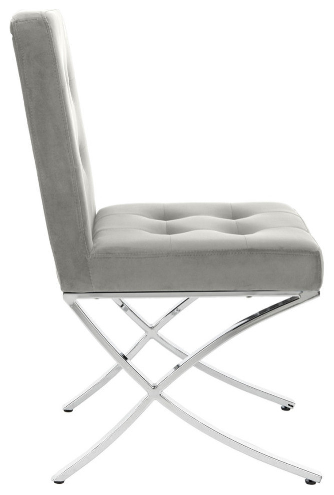 Slader Tufted Side Chair  Gray/Chrome   Contemporary   Dining Chairs   by Rustic Home Furniture Deco  Houzz