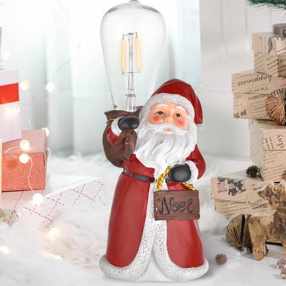 Yescom Pre-lit Christmas Figurine Resin Santa Claus Carry Edison Bulb