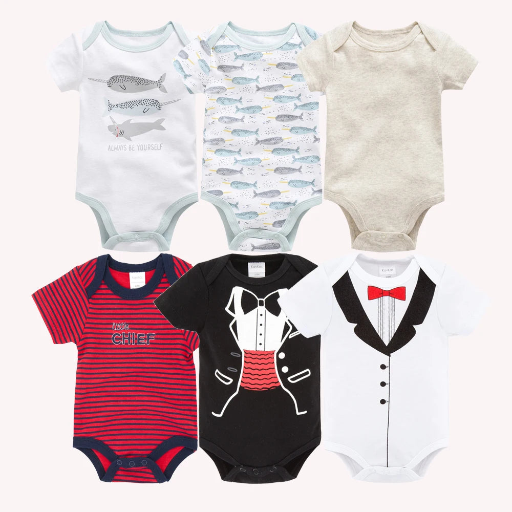 Kavkas Baby Girls Bodysuits 6 pcs/lot Summer Cotton Baby Clothes Short Sleeve Newborn body bebe 0-3 months Infant Clothing