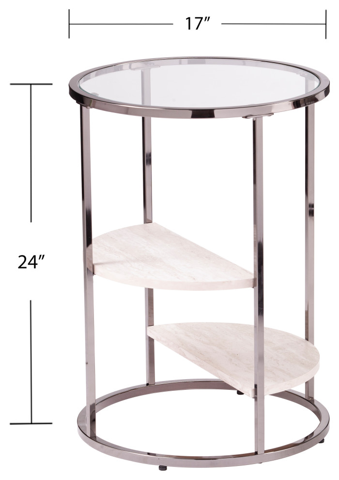 Lamonte Round Side Table with Faux Stone  Black   Contemporary   Side Tables And End Tables   by SEI  Houzz