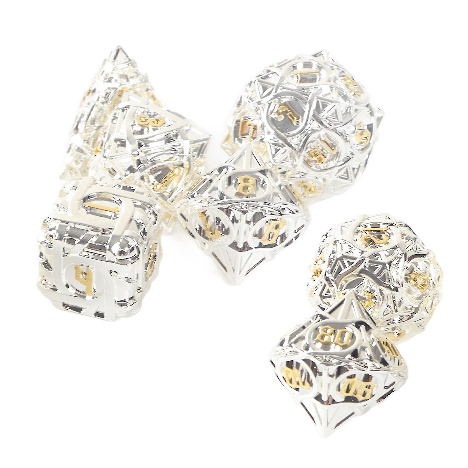 7pcs Metal Dice Set Zinc Alloy nced Rolling Exquisite Portable Polyhedral Dice for Kids Adults