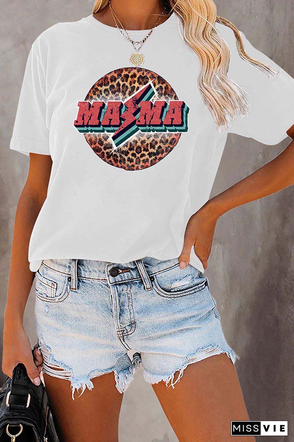 Retro Mama Leopard Graphic Tee