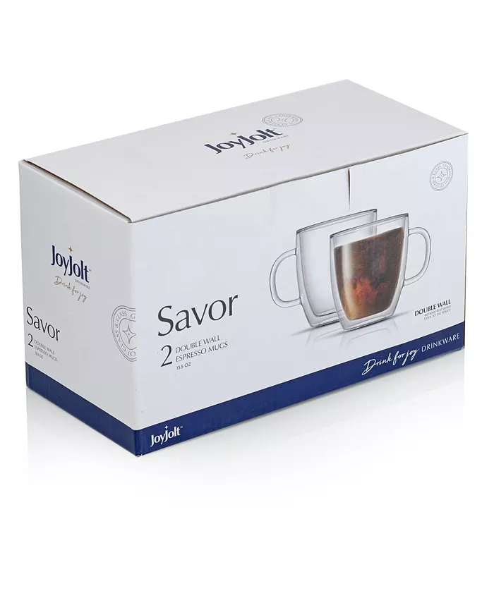 JoyJolt Savor Double Wall Coffee Mugs Set of 2