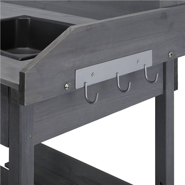 Yaheetech Potting Benches Tables Garden Potters Work Bench Station Planting Bench Solid Wood Outdoor Gray 45.2 x 17.7 x 47.6'' (L x W x H)