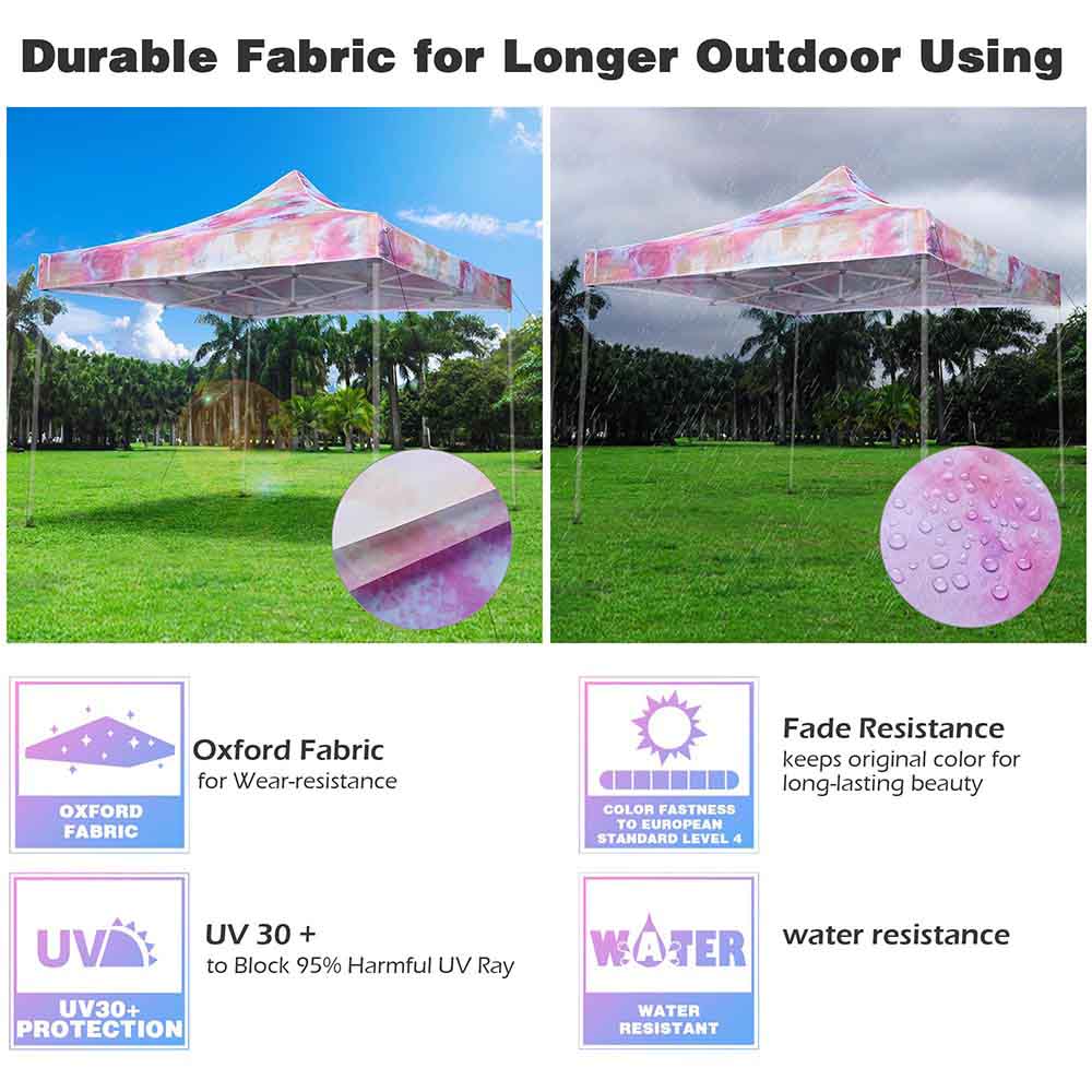 Yescom 10x10 Replacement Canopy Tie-dyed Pink (9.6'x9.6')