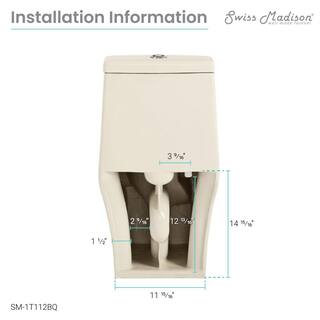 Swiss Madison Ivy 1-piece 1.11.6 GPF Elongated Toilet Dual Vortex Flush in Bisque Seat Included SM-1T112BQ