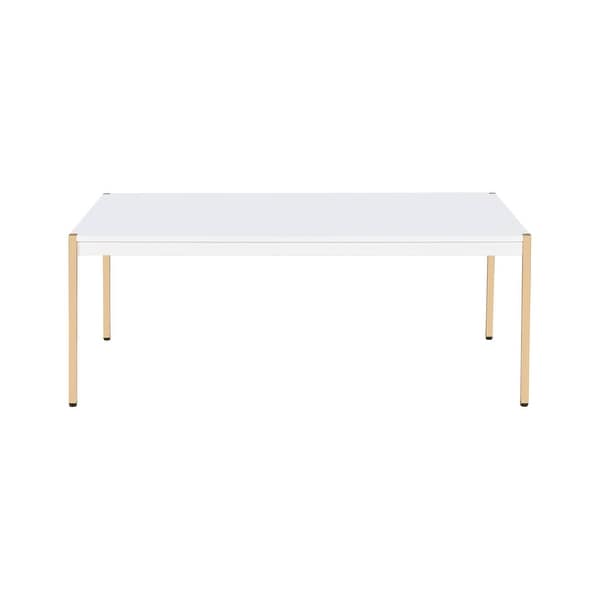 ACME Otrac Rectangular Coffee Table in White and Gold