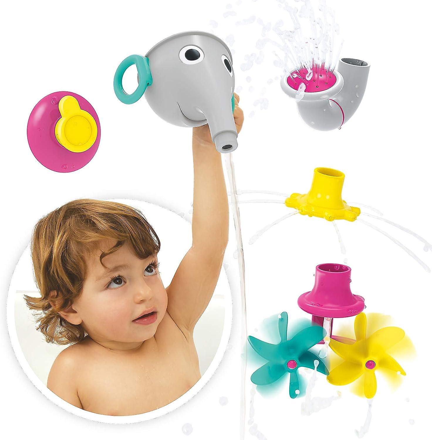 Funelefun Fill N Sprinkle Bath Toy. An Elephant Trunk Funnel Toddlers Play With 3 Interchangeable Trunk Accessories That Spins， Twist And Sprinkle， Pr