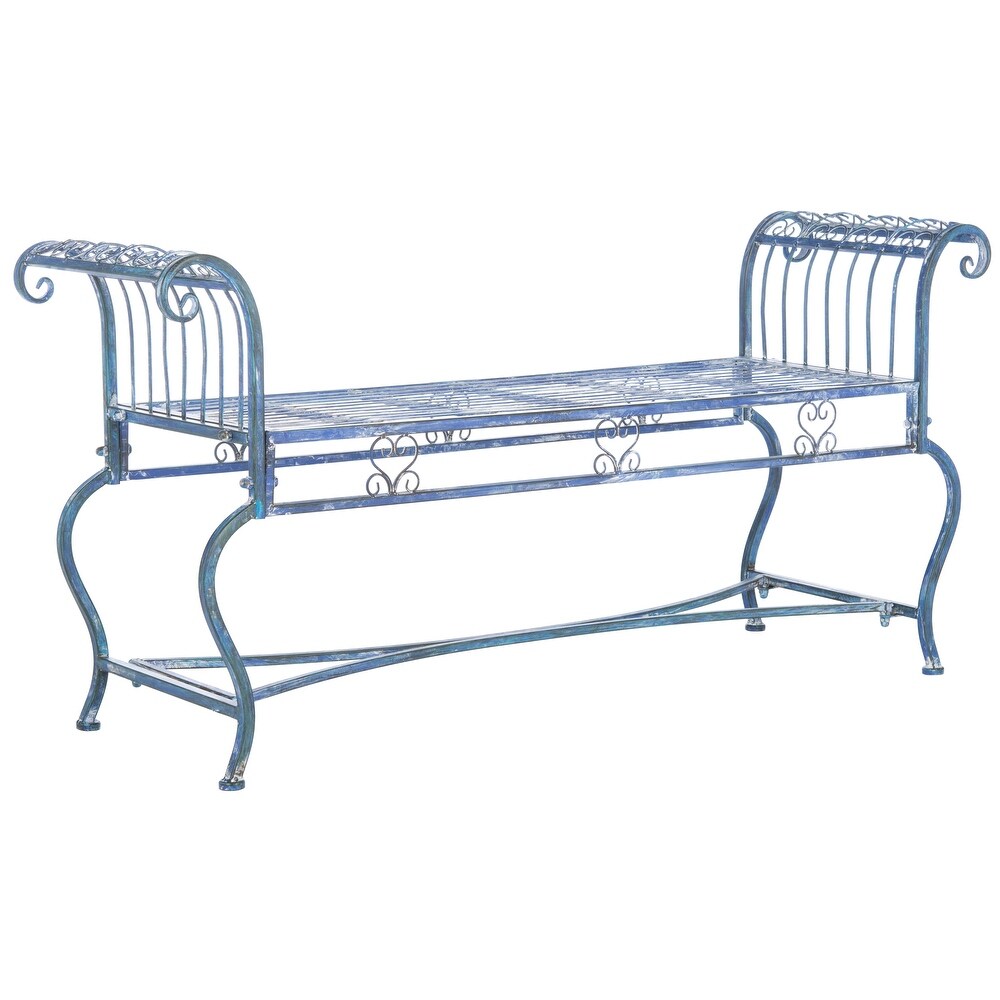 SAFAVIEH Outdoor Living Brielle Victorian Iron 52 inch Bench.   52\