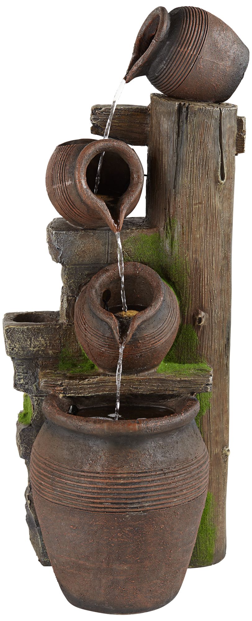 John Timberland Rustic Outdoor Floor Water Fountain with Light LED 39 1/4