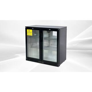 Cooler Depot 35 in. 7.4 cu. ft. 2 Glass Door Counter Height Back Bar Cooler Refrigerator with LED Lighting in Black DXXBC-230