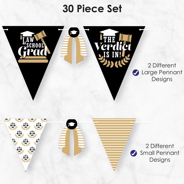 Big Dot Of Happiness 30 Piece Law School Graduation Party Pennant Triangle Banner