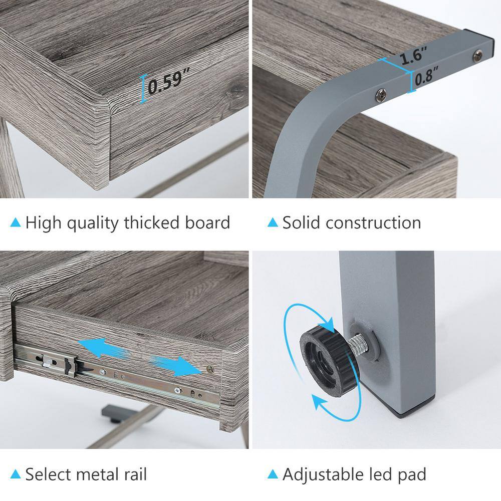 Tribesigns Cassey 47 in. Gray Wood Computer Desk with 2-Storage Drawers Writing Desk Office Desk Computer Table TJHD-HOGA-F1146