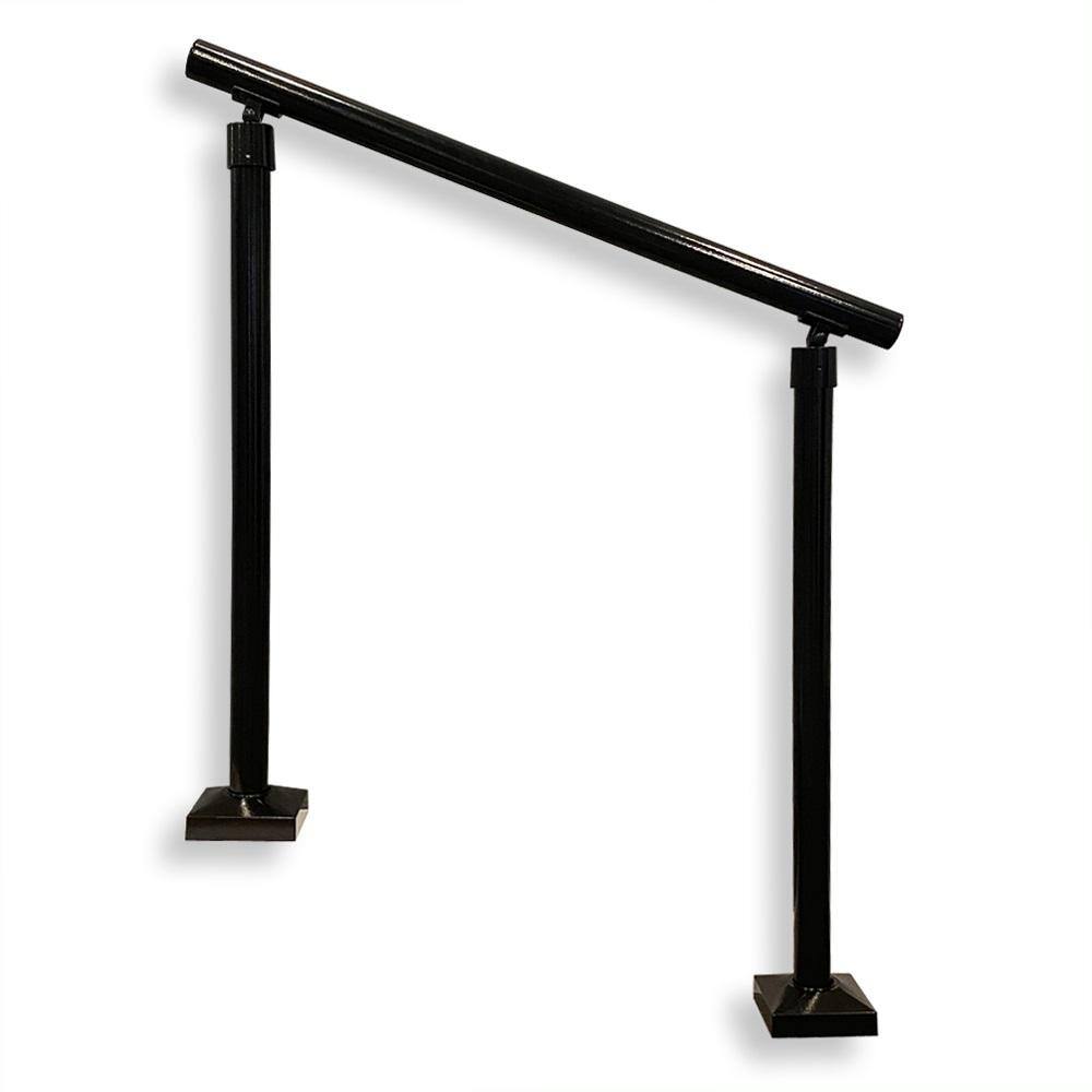 EZ Handrail 1.9 in. x 8 ft. Textured Black Aluminum Handrail with Posts EZARPH8KIT-HB