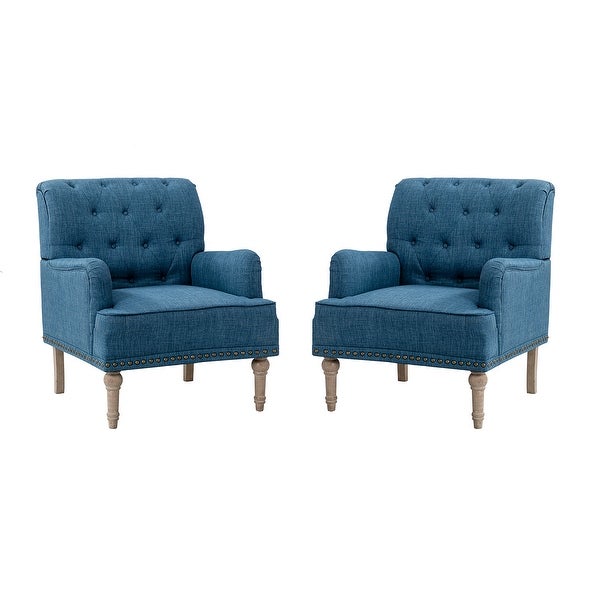 Geltrude Traditional Upholstered Accent Chair with Button Tufted Back Set of 2 by HULALA HOME