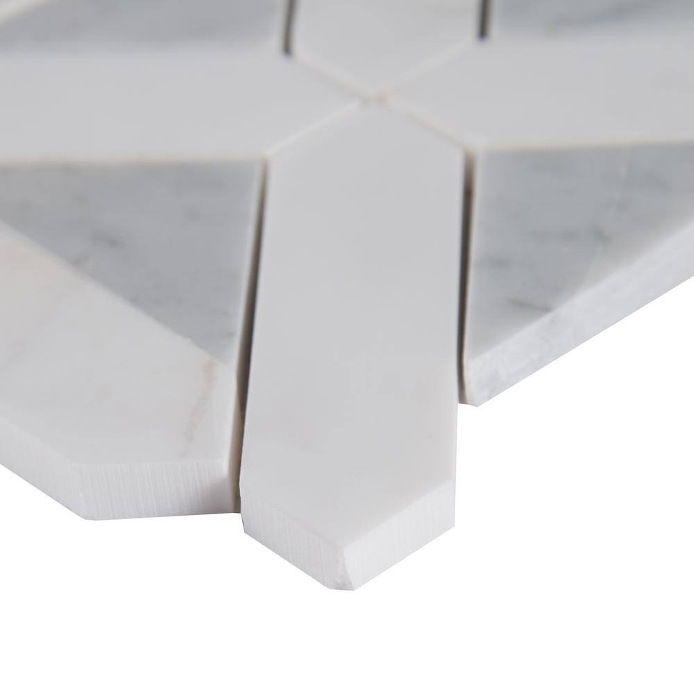 MSI Bianco Dolomite Geometrica 12 in. x 12 in. x 10 mm Polished Marble Mosaic Tile (10 sq. ft.  case) BIANDOL-GEOP