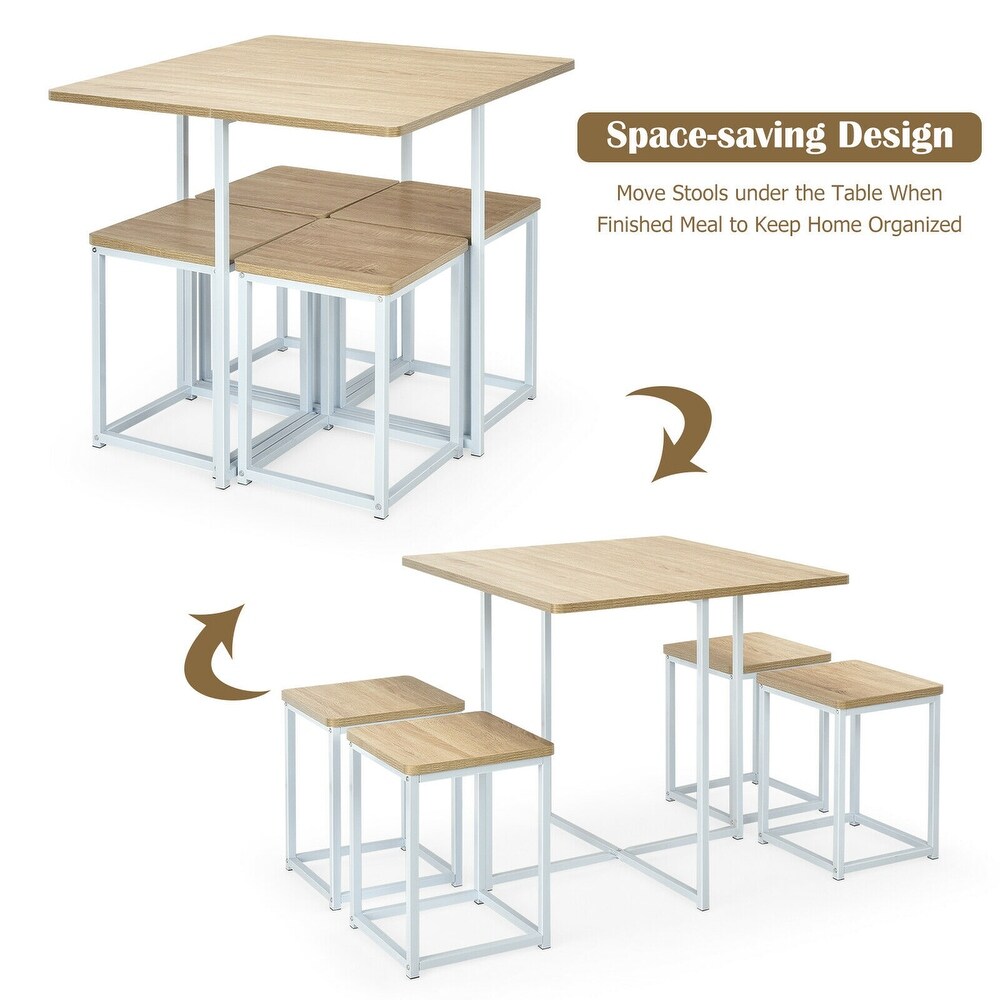 Gymax 5 Piece Dining Table And Chairs Set Metal Legs Compact Space Bar