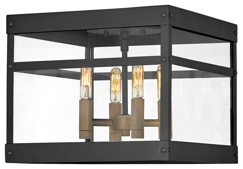 Hinkley Porter Small Flush Mount  Black   Transitional   Outdoor Flush mount Ceiling Lighting   by Buildcom  Houzz