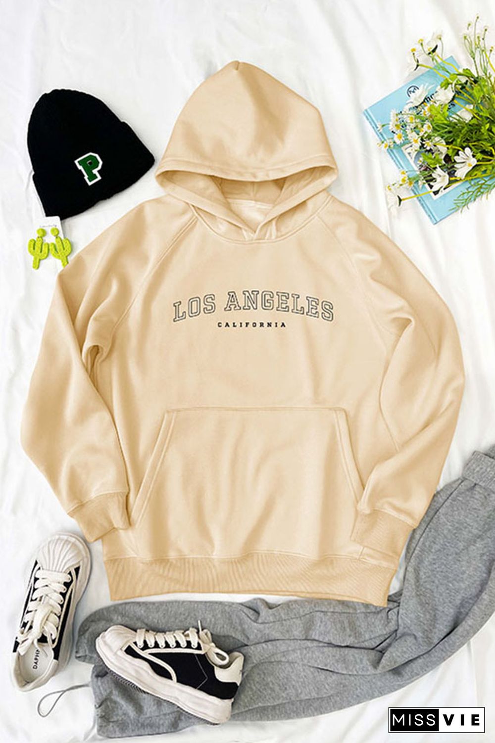 Los Angeles California Graphic Pocket Thermal Lined Hoodie Wholesale