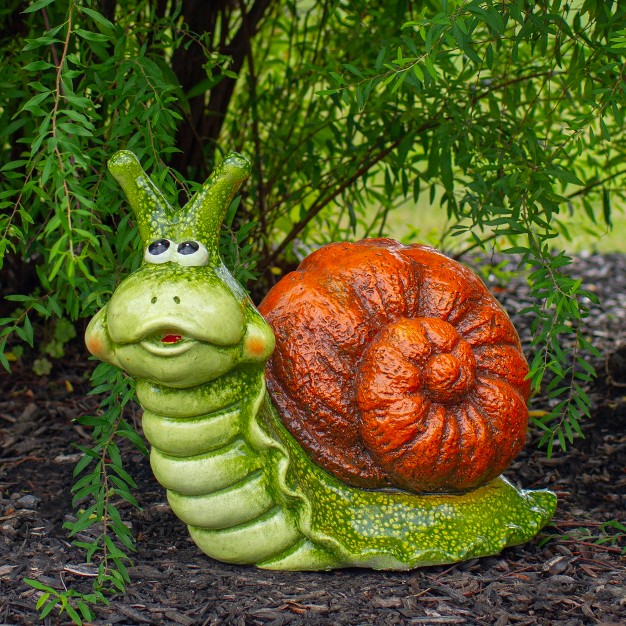 Green And Brown Snail Outdoor Garden Statue