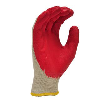 G  F Products Large String Knit Palm Latex Dipped Gloves in Red (300-Case) 3106-25