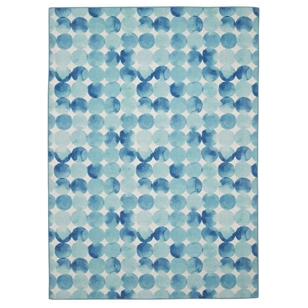 Kai Washable Outdoor Rug Blue ivory Linon