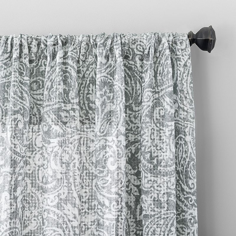 Archaeo Paisley Waffle Weave Cotton Blend Semi-Sheer Rod Pocket Window Curtain