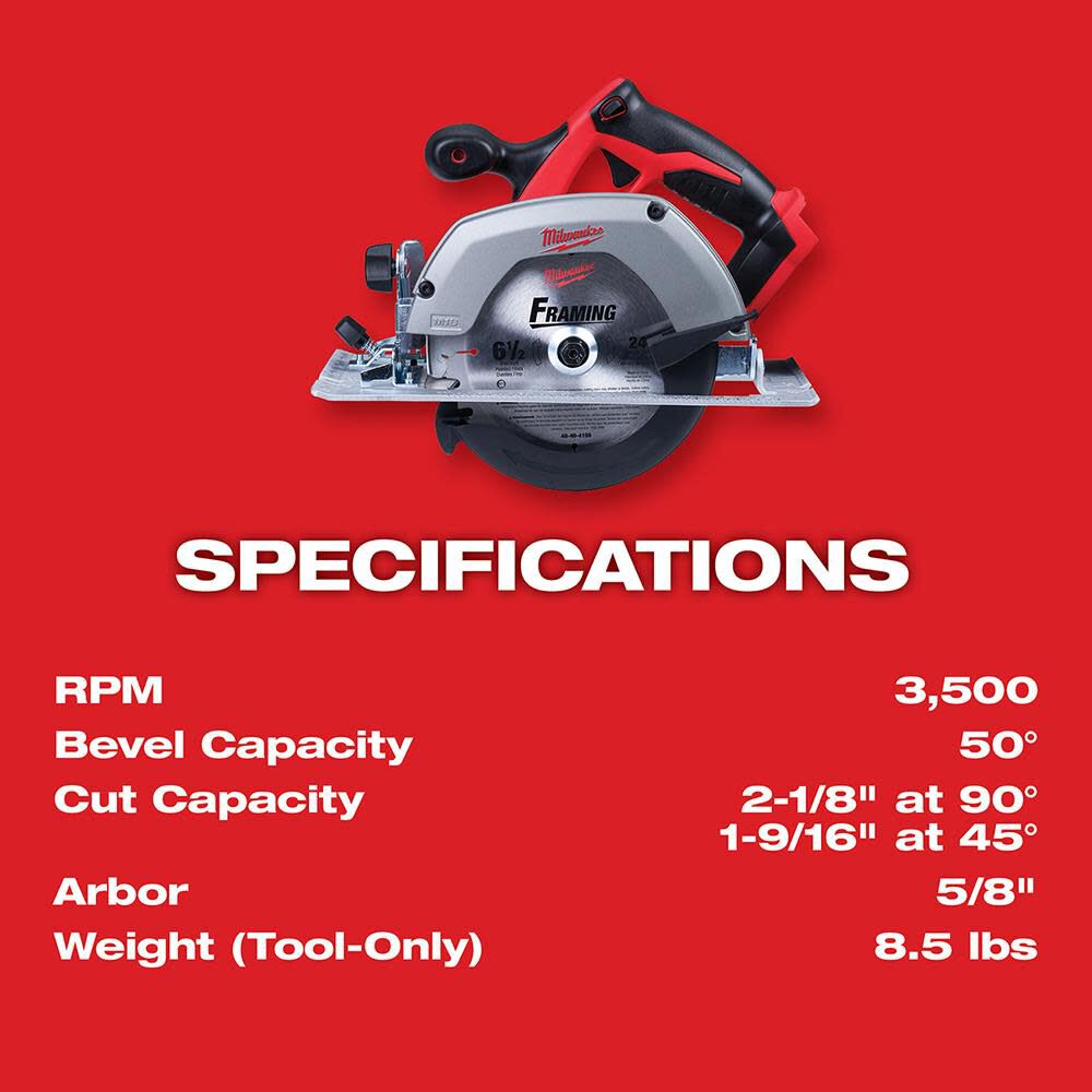 Milwaukee M18 6-1/2-Inch Circular Saw Tool Only 2630-20 from Milwaukee