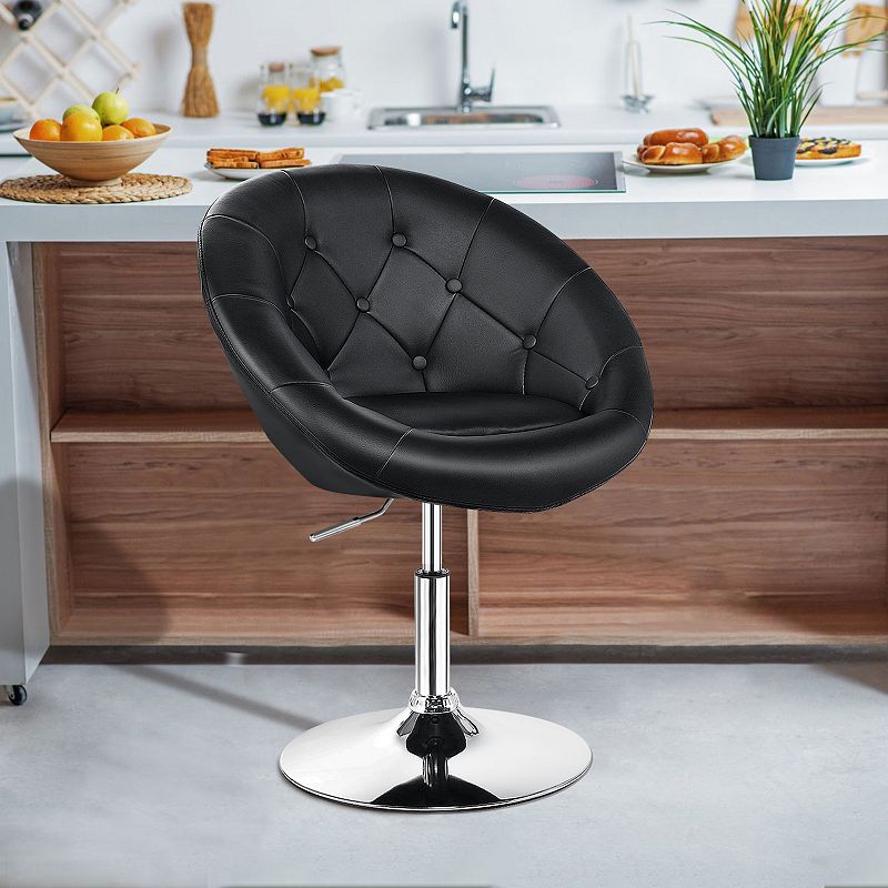 1 Piece Modern Adjustable Swivel Round PU Leather Chair