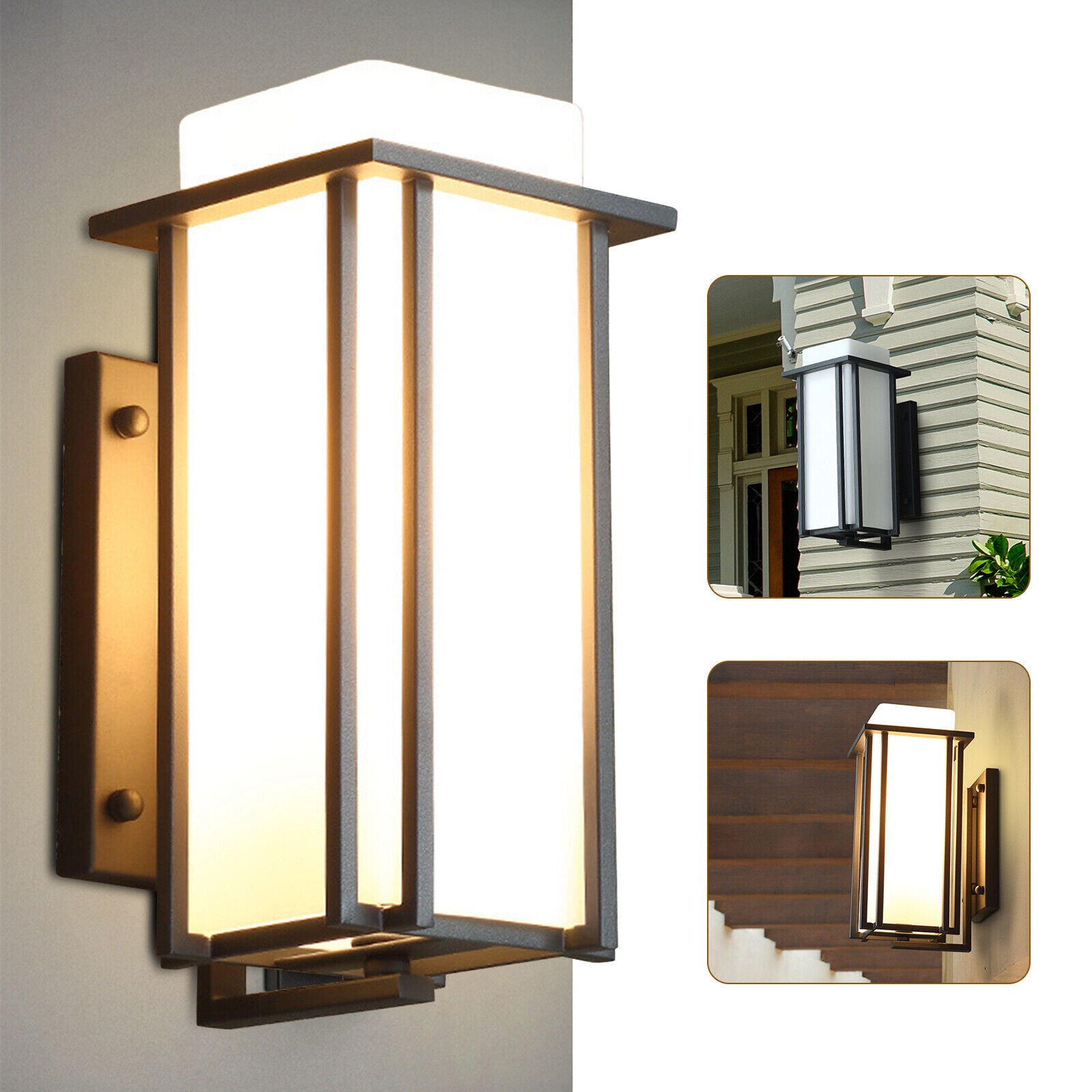 Modern LED Wall Light Waterproof Exterior Outdoor Porch Sconce Lamp Fixture Single Opening Design Glass Lampshade Antirust Treatment