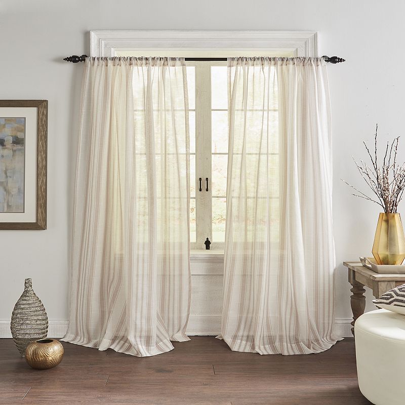 Elrene Home Fashions Hampton Stripe Sheer Window Curtain