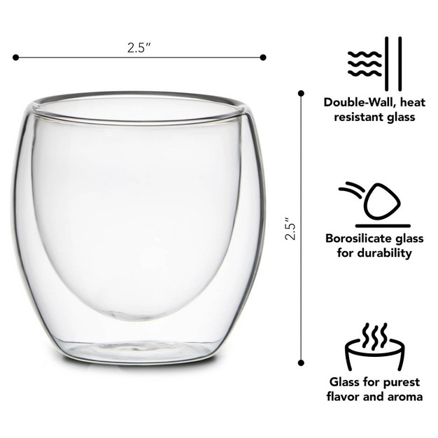 Kaffe 3oz Double wall Borosilicate Glass Cups Set Of 2