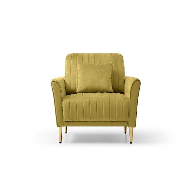 Modern Soft Velvet Living Room Chair， Upholstered Accent Armchair Side Chair With Gold Legs