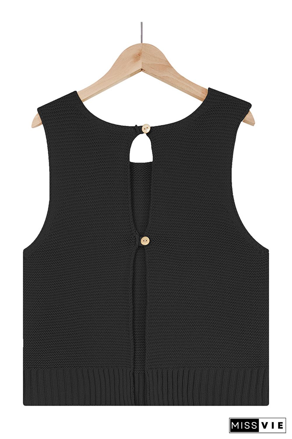 Cut Out Back Plain Knit Tank Top