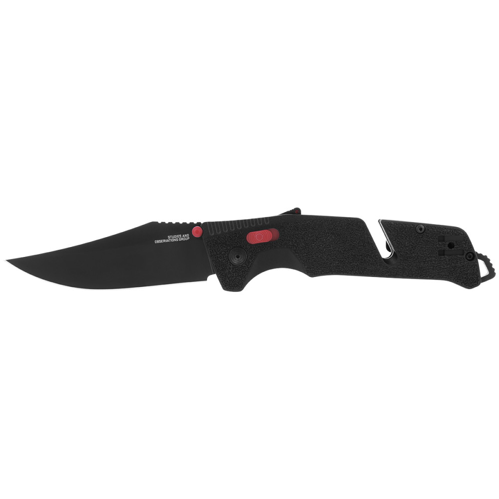 SOG Trident Pocket Knife Black and Red Straight 3.75 Blade