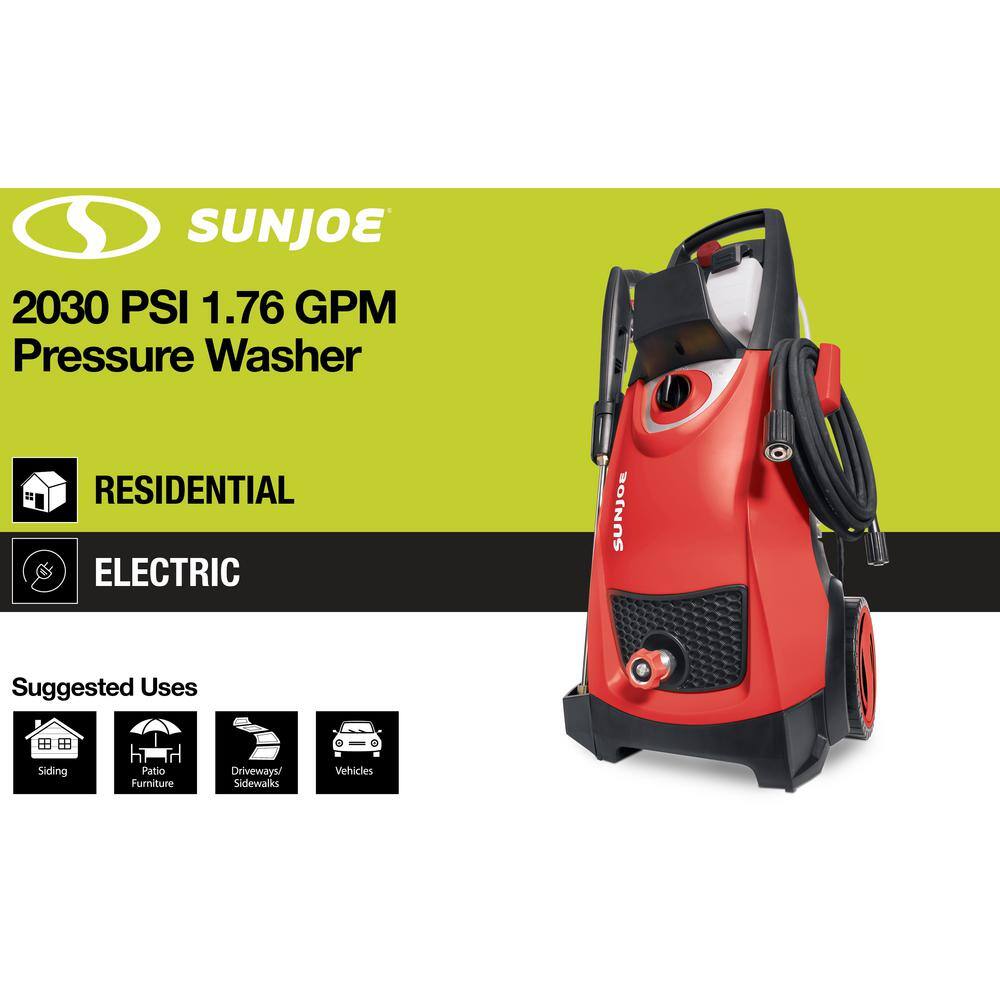 Sun Joe 1450 PSI 1.24 GPM 14.5 Amp Cold Water Corded Electric Pressure Washer Red SPX3000-RED