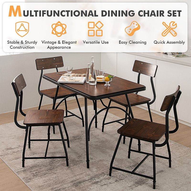 2 Pieces Modern Dining Room Side Chairs with Metal Frame